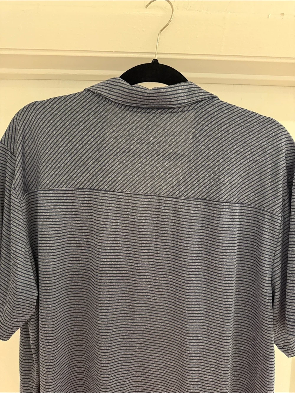 adidas Men’s Navy and White Micro-Striped Polo. Worn once.